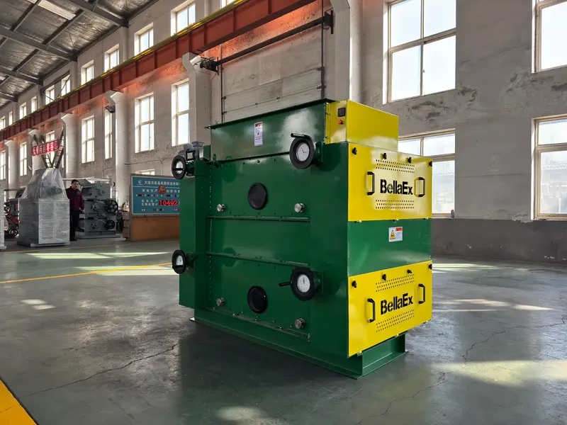 Bellaex Layer Feed Crusher—side/rear view showing heavy-duty enclosure with service doors and round inspection ports.